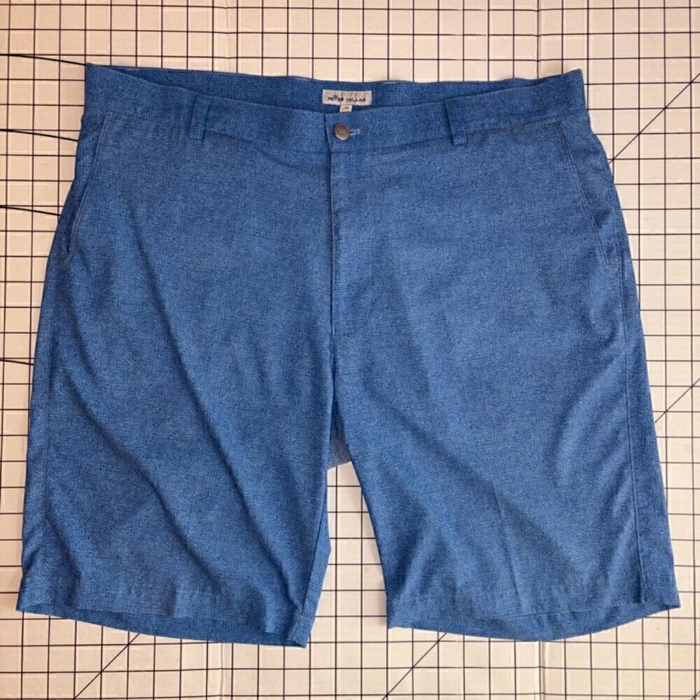 Men's Peter Millar Blue Flat Front Shorts - size 38 - Picture 2 of 7